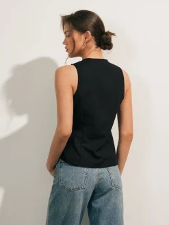 COMMENSE Linen Blends Button Up Tank Top* Tank Tops & Camis|Tops