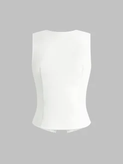 COMMENSE Linen Blends Button Up Tank Top* Tank Tops & Camis|Tops