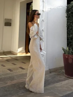 COMMENSE Linen Blends Puff Sleeve Jumpsuit* Jumpsuits & Rompers|Jumpsuits & Rompers