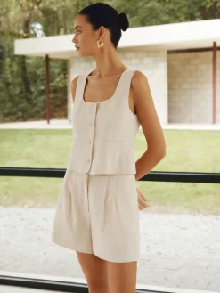 COMMENSE Linen Blends Simple Shorts Set* Shorts Sets|Shorts