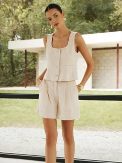 COMMENSE Linen Blends Simple Shorts Set* Shorts Sets|Shorts