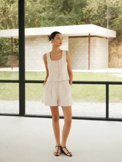 COMMENSE Linen Blends Simple Shorts Set* Shorts Sets|Shorts