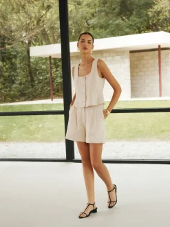 COMMENSE Linen Blends Simple Shorts Set* Shorts Sets|Shorts