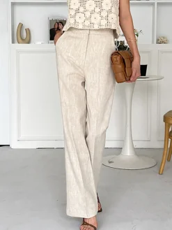 COMMENSE Linen Blends Straight Leg Pants* Pants|Bottoms