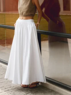 COMMENSE Linen Pleated Maxi Skirt* Skirts|Matching Sets