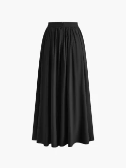 COMMENSE Linen Pleated Maxi Skirt* Skirts|Matching Sets