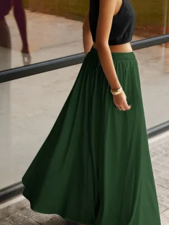 COMMENSE Linen Pleated Maxi Skirt* Skirts|Matching Sets