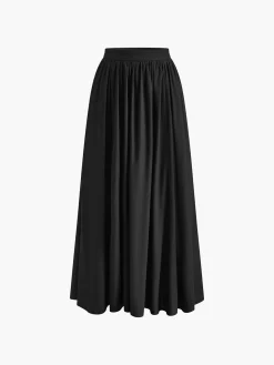COMMENSE Linen Pleated Maxi Skirt* Skirts|Matching Sets