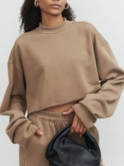 COMMENSE Live It Up Crop Sweatshirt* Sweater Tops|Long Sleeve Sets
