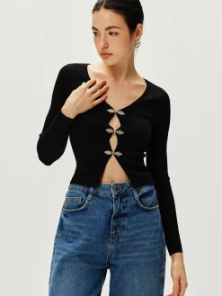 COMMENSE Long Sleeve Button Sweater* Sweater Tops|Sweaters & Cardigans