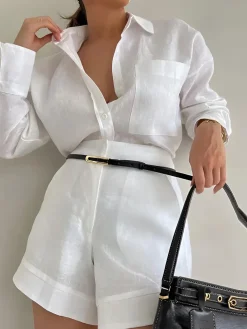 COMMENSE Long Sleeve Loose Shorts Set* Shorts Sets|Shorts