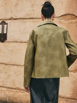 COMMENSE Loose PU Leather Straight Jacket* Outerwear|Jackets