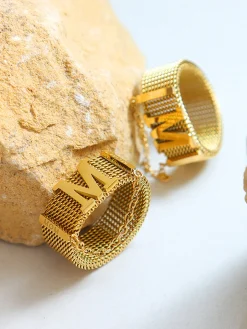 COMMENSE M Letter & Chain Decor Ring* Rings & Bracelets|Accessories