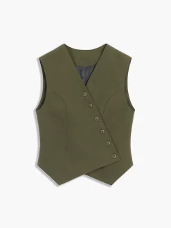 COMMENSE Made For You Asymmetric Buttoned Vest* Vests|Tank Tops & Camis