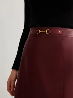 COMMENSE Magnet Closure Faux Leather Skirt* Skirts|Bottoms