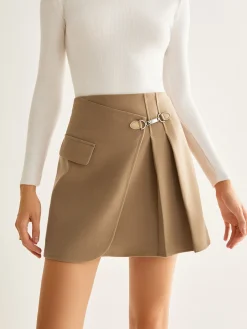 COMMENSE Magnet Closure Pleated Mini Skirt* Skirts|Bottoms