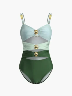 COMMENSE Maillard Metal Detail One Piece Swimsuit* Swimwear|Tops