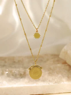 COMMENSE Mandala Double Layer Pendant Necklace* Necklaces|Accessories