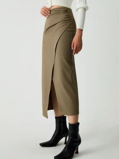 COMMENSE Maple Wrap Slit Midi Skirt* Skirts|Bottoms