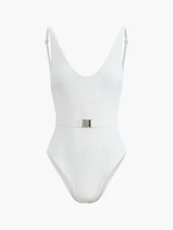 COMMENSE Marshmallow Belted One Piece Swimsuit* Swimwear|Tops