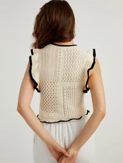 COMMENSE Maze Crochet Eyelet Flounce Tank Top* Sweater Vests|Sweaters & Cardigans