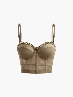 COMMENSE Mesh Corset With Metal Chain* Corset Tops|Tops