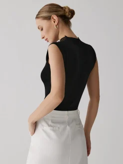 COMMENSE Mesh Patchwork Sleeveless Top* Sweater Tops|Sweaters & Cardigans