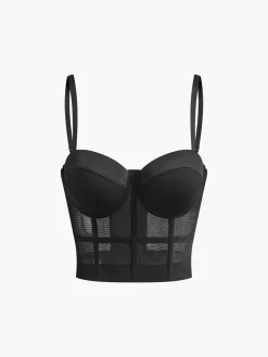 COMMENSE Mesh Sheer Piping Corset* Corset Tops|Tops