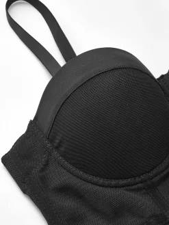 COMMENSE Mesh Sheer Piping Corset* Corset Tops|Tops