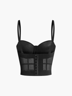 COMMENSE Mesh Sheer Piping Corset* Corset Tops|Tops