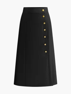 COMMENSE Metal Button Midi Skirt* Skirts|Bottoms