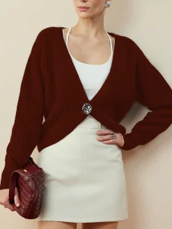 COMMENSE Metal Button Wrap Cardigan* Cardigans|Sweaters & Cardigans