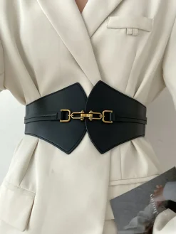 COMMENSE Metal Decor Elastic Wide Belt* Belts & Chain|Accessories