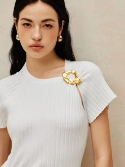 COMMENSE Metal Decoration Sweater Dress* White Dresses|Sweater Dresses