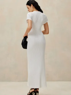 COMMENSE Metal Decoration Sweater Dress* White Dresses|Sweater Dresses