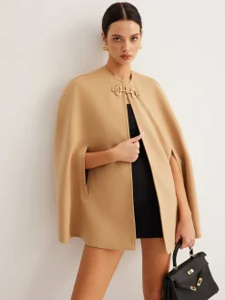 COMMENSE Metal Detail Plain Tweed Cloak* Outerwear|Outerwear
