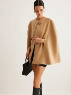 COMMENSE Metal Detail Plain Tweed Cloak* Outerwear|Outerwear