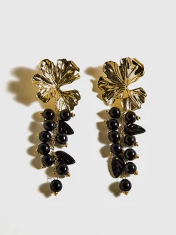 COMMENSE Metal Flower Ball Beaded Tassel Earrings* Earrings|Accessories