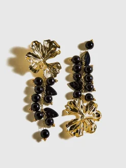 COMMENSE Metal Flower Ball Beaded Tassel Earrings* Earrings|Accessories