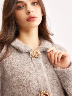 COMMENSE Metal Flower Button Cardigan* Cardigans|Sweaters & Cardigans
