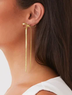 COMMENSE Metal Ribbon Bow Earrings* Earrings|Accessories