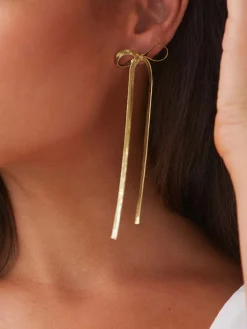 COMMENSE Metal Ribbon Bow Earrings* Earrings|Accessories