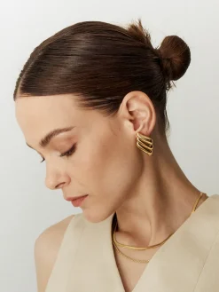 COMMENSE Metal Wind Geometry Three Layer Wing Earrings* Earrings|Accessories