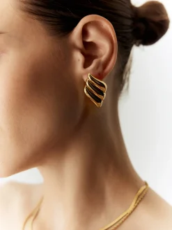 COMMENSE Metal Wind Geometry Three Layer Wing Earrings* Earrings|Accessories