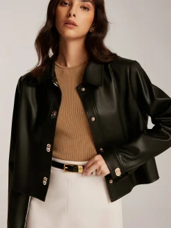 COMMENSE Metal-Button PU Leather Short Jacket* Outerwear|Jackets