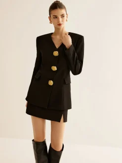 COMMENSE Metal-Button Slim Blazer* Outerwear|Blazers