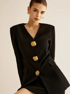 COMMENSE Metal-Button Slim Blazer* Outerwear|Blazers