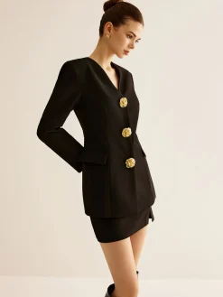 COMMENSE Metal-Button Slim Blazer* Outerwear|Blazers