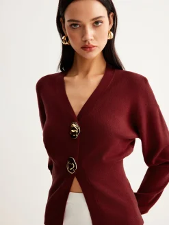 COMMENSE Metal-Button Split Petite Sweater* Sweater Tops|Sweaters & Cardigans