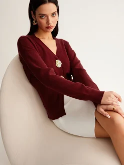 COMMENSE Metal-Button Split Petite Sweater* Sweater Tops|Sweaters & Cardigans